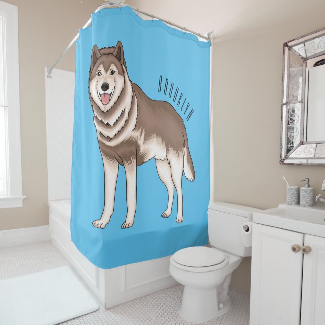Cortina De Ducha Ilustracion personalizado husky siberiano (In situ)
