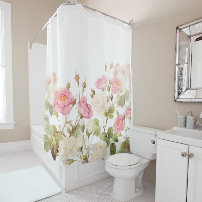 Cortina De Ducha Ilustracion rosado del prado de los rosas del (In situ)