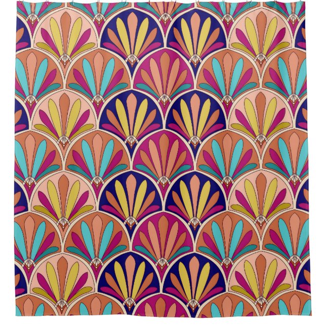 Cortina De Ducha Ilustracion textil tradicional indio (Anverso)