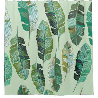 Cortina De Ducha Ilustracion tropical de plantas bananeras de moda