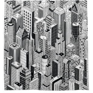 Cortina De Ducha Ilustracion urbano de rascacielos, sin costuras is