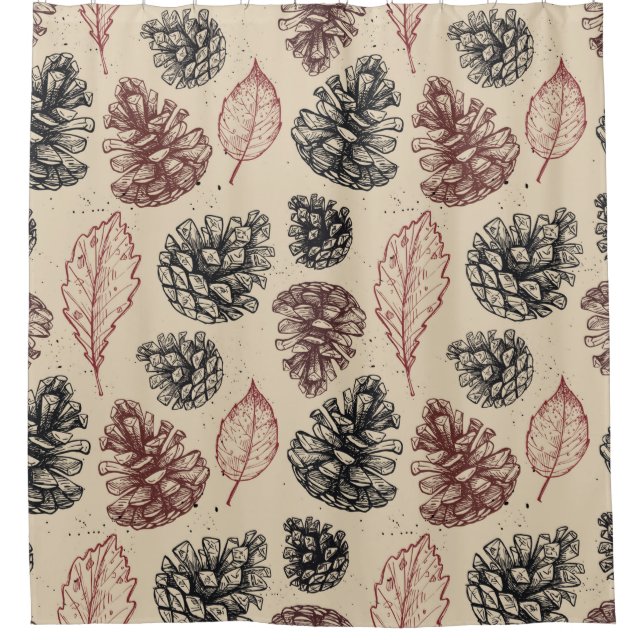 Cortina De Ducha Ilustraciones pintados a mano. Patrón transparente (Anverso)