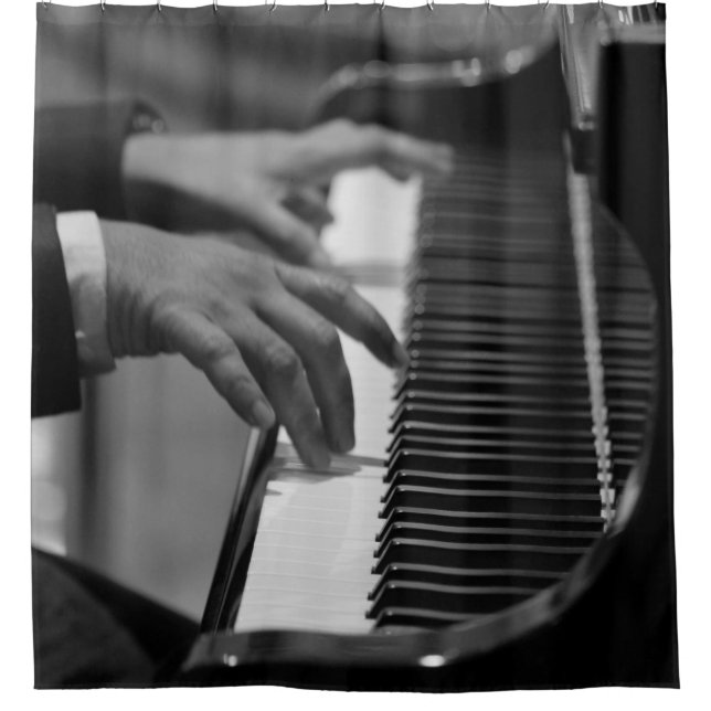 Cortina De Ducha Ilustrante arte de piano (Anverso)