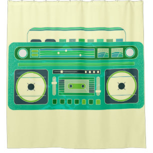 Cortina De Ducha Imagen vintage de caja de boom clásica