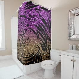 Cortina De Ducha Impresión animal sobre Purpurina morado y dorado