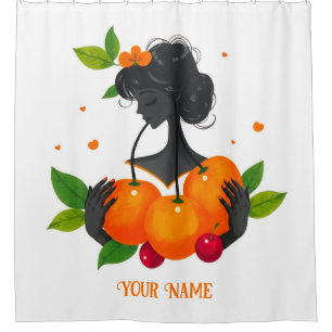 Cortina De Ducha Impresión de arte de frutas femeninas de bienvenid