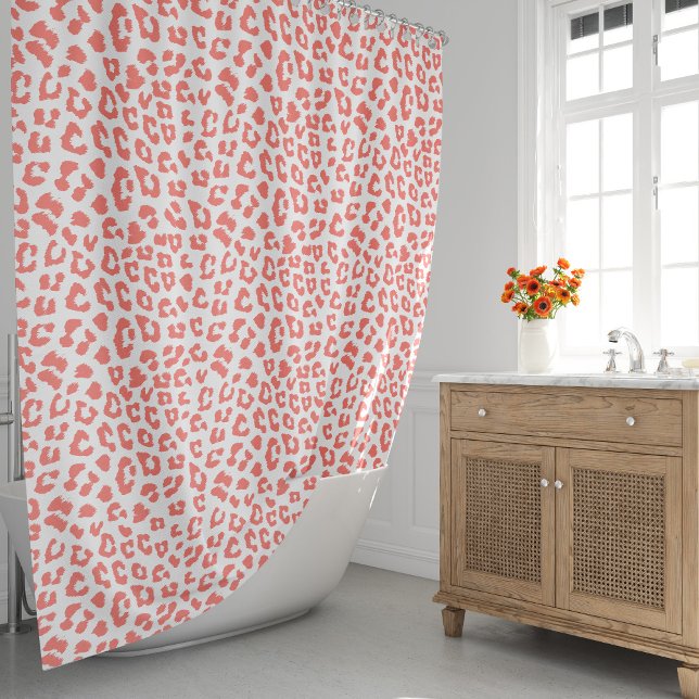 Cortina De Ducha Impresión de leopardo de coral (Living Coral Leopard Print Shower Curtain by Looly Elzayat
)
