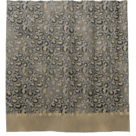 Cortina De Ducha Impresión de leopardo Purpurinoso sobre gris brill