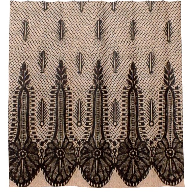 Cortina De Ducha impresión de malla floral negra (Anverso)