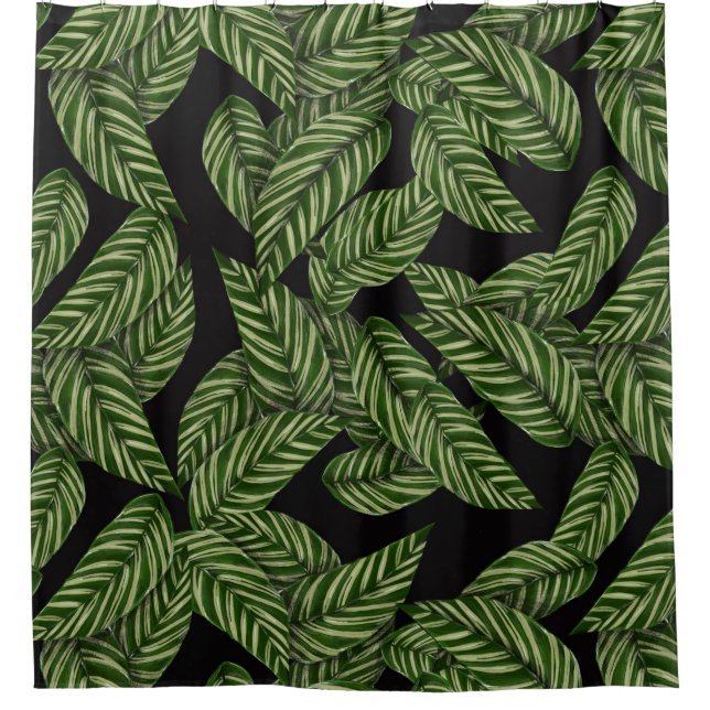 Cortina De Ducha Impresión de planta de hojas tropicales modernas (Anverso)