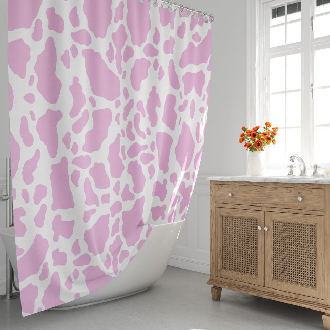 Cortina De Ducha Impresión de vaca rosa (Pink Cow Spots Animal Print Pattern Shower Curtain by Looly Elzayat)