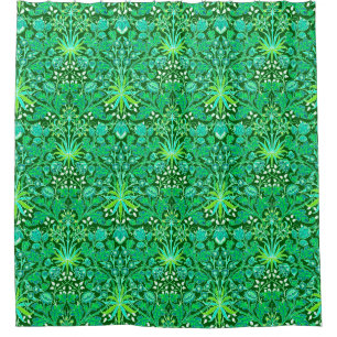 Cortina De Ducha Impresión del jacinto de William Morris, verde