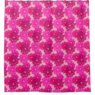 Cortina De Ducha Impresión moderna de kimono floral, rosa, fucsia y