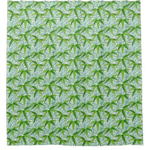Cortina De Ducha Impresión sobre el bambú William Morris, verde y b