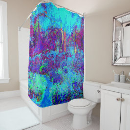Cortina De Ducha Impresionante Psicodélico Paisaje del Jardín Azul