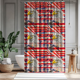Cortina De Ducha Independence Day Curtain Eagle & Flag Display