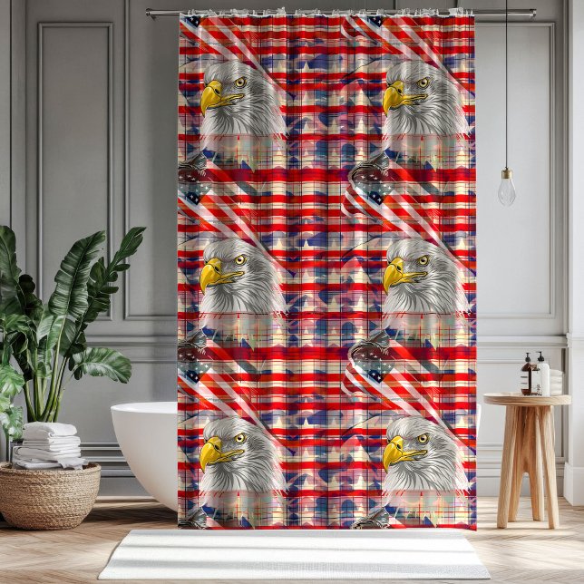 Cortina De Ducha Independence Day Curtain Eagle & Flag Display (Independence Day Curtain Eagle & Flag Display)