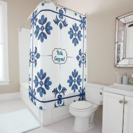 Cortina De Ducha Indigo Azulejo Blue Portuguese Lisbon