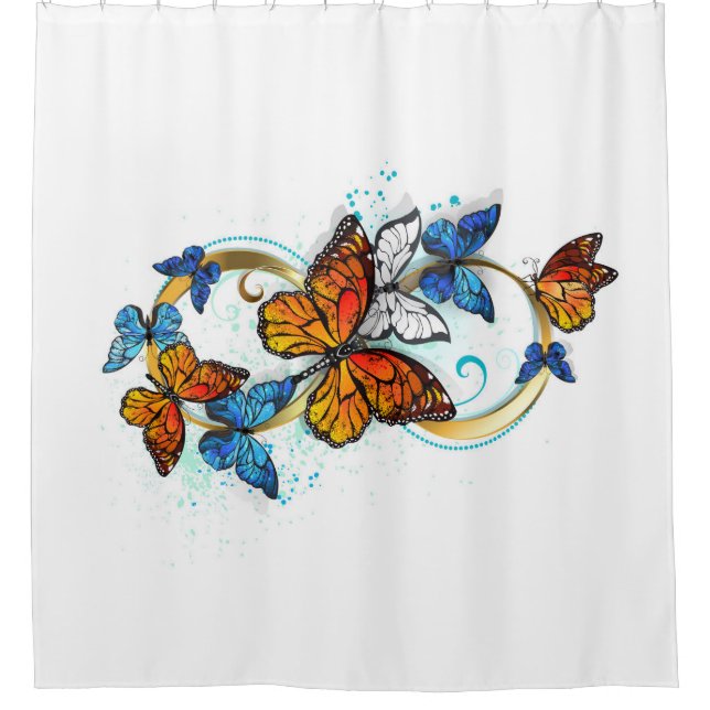 Cortina De Ducha Infinidad de Mariposas Monarca (Anverso)