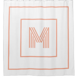 Cortina De Ducha Inicial de monograma moderna y elegante blanca mel