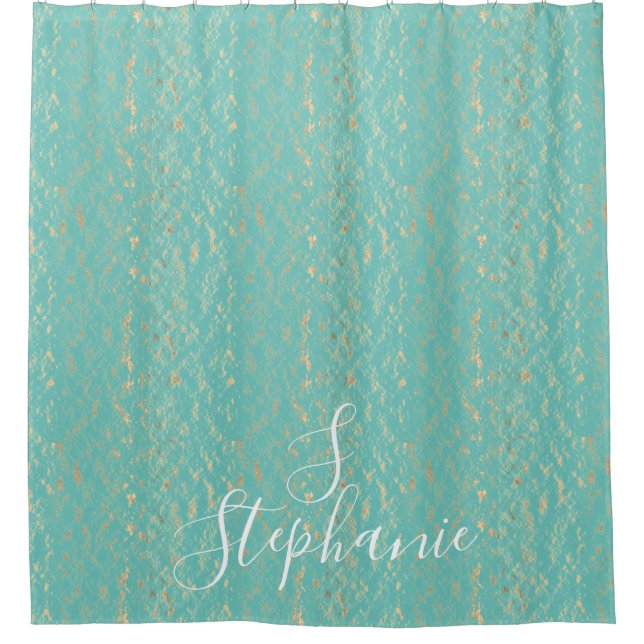 Cortina De Ducha Iniciales de monograma Purpurinoso de la cosecha V (Anverso)