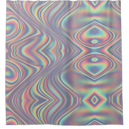 Cortina De Ducha Iridescent Holographic Swirl Texture