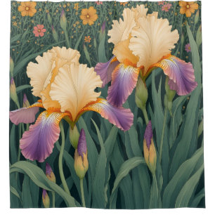 Cortina De Ducha Iris crema y morado