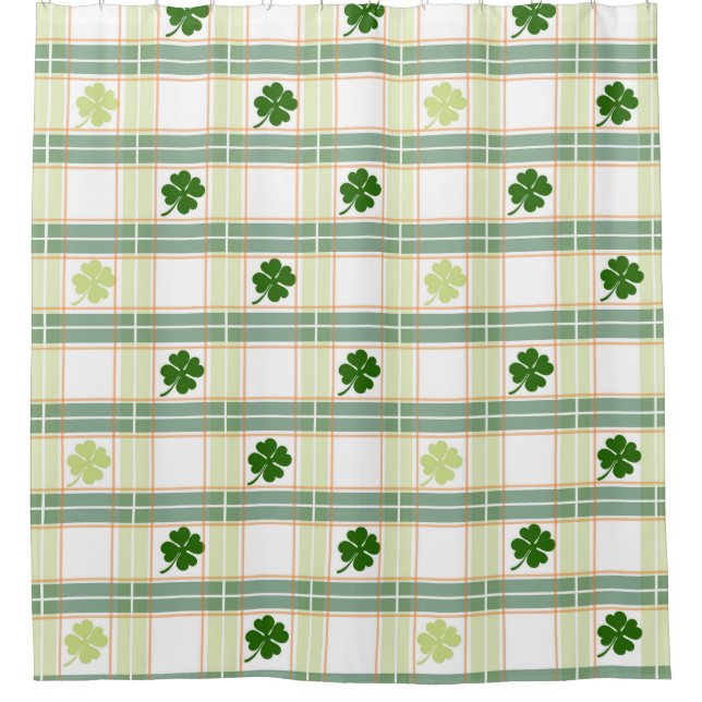 Cortina De Ducha Irlandés Plaid Shamrock (Anverso)