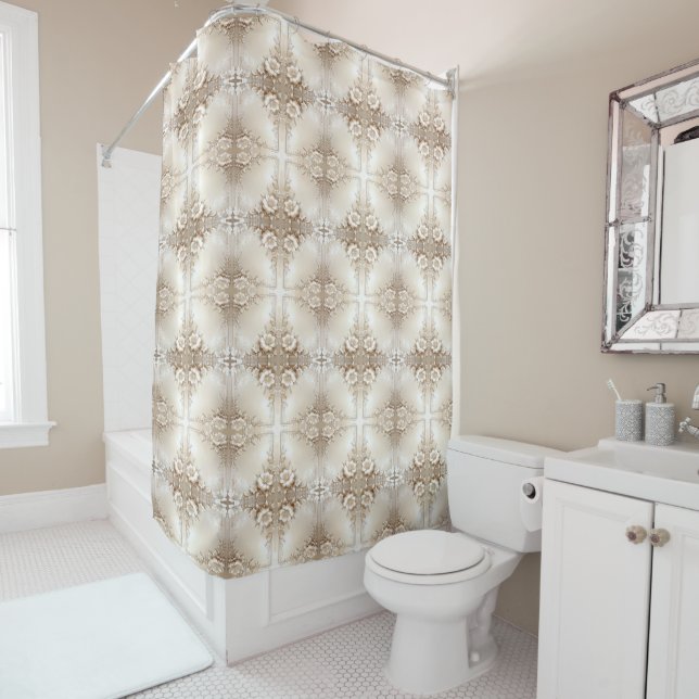 Cortina De Ducha Ivory Flowers Shower Curtain (In situ)