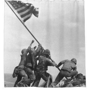 Cortina De Ducha Iwo Jima izando la bandera estadounidense