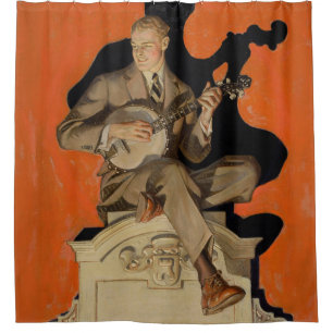 Cortina De Ducha J.C. Leyendecker Músico de Banjo 1920 Arte Deco Ar