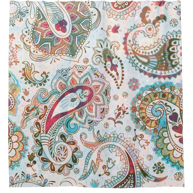 Cortina De Ducha Jacobean seamless pattern. Flowers background, eth (Anverso)