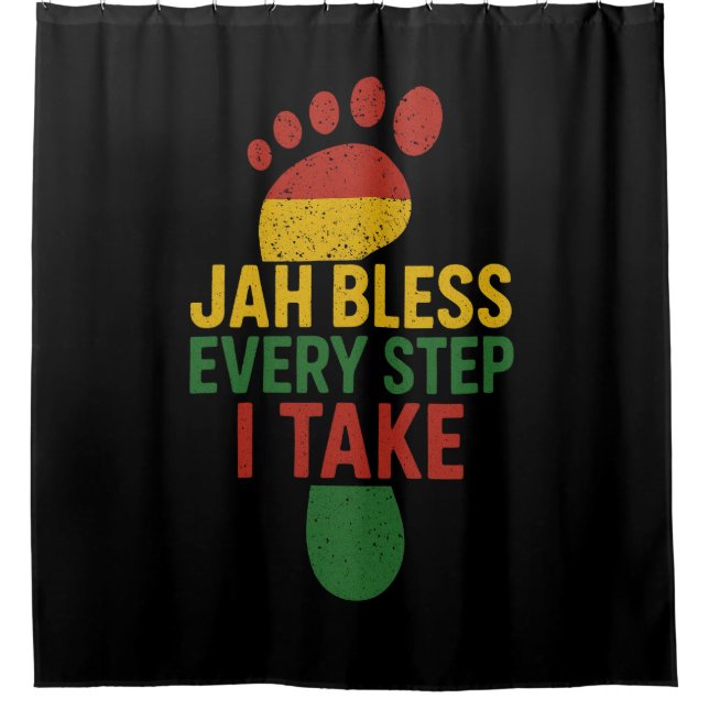 Cortina De Ducha Jah Bless Every Step I take Rasta (Anverso)