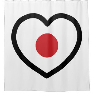 Cortina De Ducha Japón   Corazón de la bandera japonesa