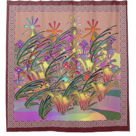 Cortina De Ducha Jardín de Flores Exóticas