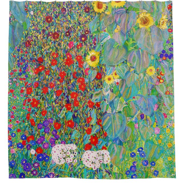 Cortina De Ducha Jardín De Granjas Con Girasoles Gustav Klimt (Anverso)