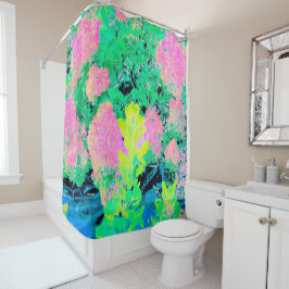 Cortina De Ducha Jardín de hidrangea rosada con oliva amarilla