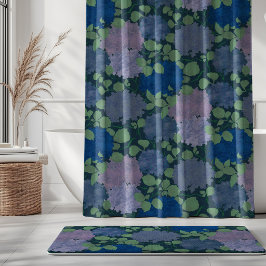 Cortina De Ducha Jardín de Hortensias Vintage Azul Marino Verde Lav