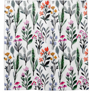 Cortina De Ducha Jardín de verano Flores silvestres Color del agua 