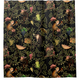 Cortina De Ducha Jardín Tropical Vintage Chinoiserie