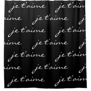 Cortina De Ducha je t’aime I Love You in French Moda Black & White