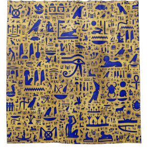 Cortina De Ducha Jeroglífico egipcio Lapis Lazuli y Gold
