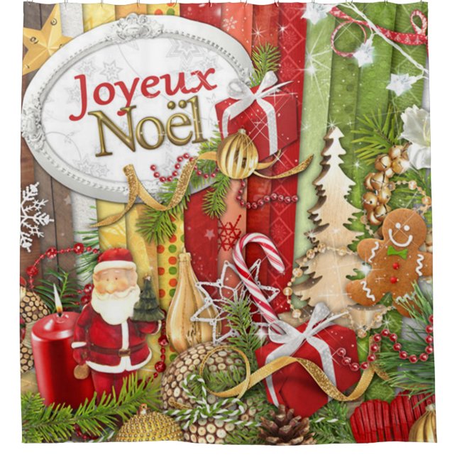 Cortina De Ducha Joyeux Noel ( Feliz Navidad Francesa ) (Anverso)