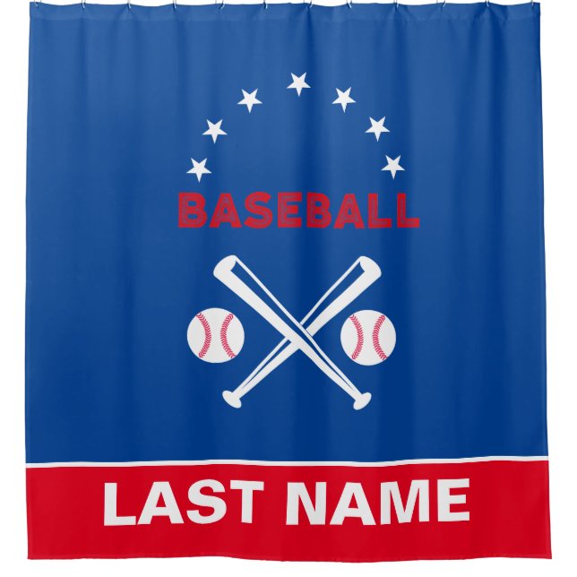 Cortina De Ducha Jugador de béisbol personalizado (Anverso)