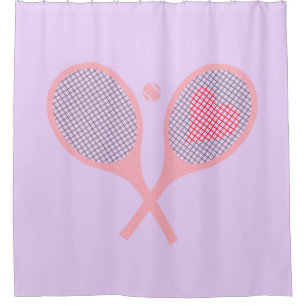 Cortina De Ducha Jugador de tenis del corazón del Pastel Racquets B