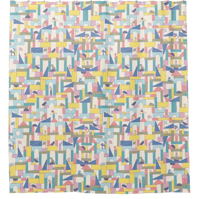 Cortina De Ducha Juguetes bloques de construcción personas mascotas (Anverso)