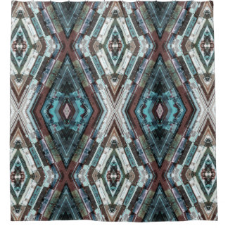Cortina De Ducha Kaleidoscopio Marrón Y Azul