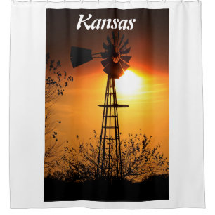 Cortina De Ducha Kansas Windmill Sunset