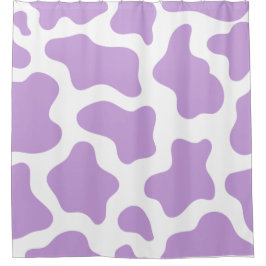 Cortina De Ducha kawaii con estampado de vaca morado pastel