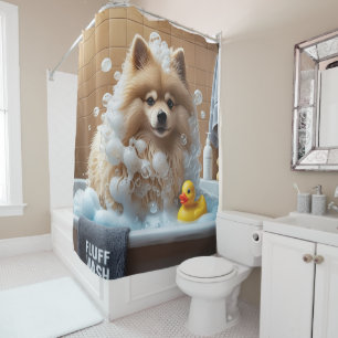 Cortina De Ducha Keeshond Desordenado Dormilón Lindo Divertido